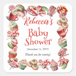 Een lief klein Baby Snoepjes Lijst Baby shower Vierkante Sticker