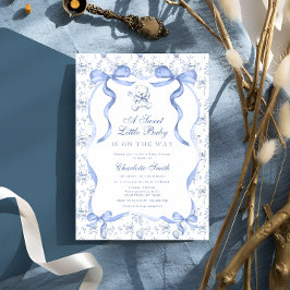 Een lief klein Baby Toile Beer blauw Baby shower Kaart