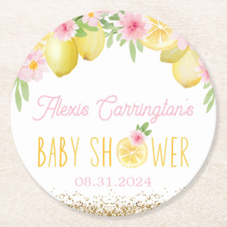 Een lief klein citroen Baby shower Ronde Kartonnen Onderzetter