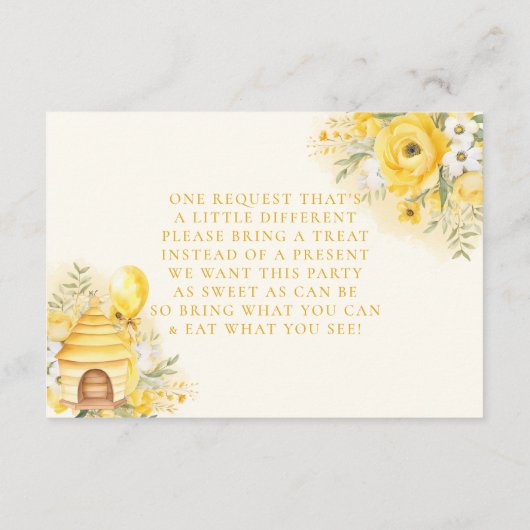 Een lief klein honingbij Baby shower brengen een t Informatiekaartje (Achterkant)