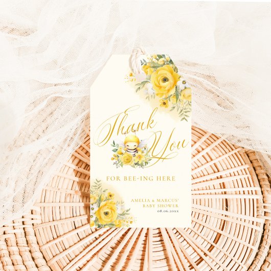 Een lief klein honingbij Baby shower dank je Cadeaulabel