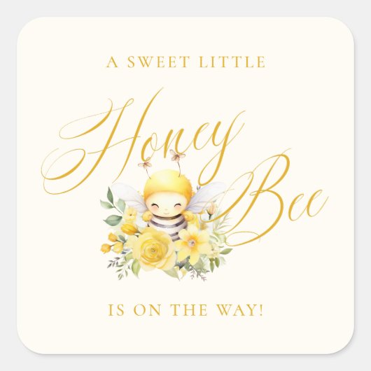 Een lief klein honingbij Baby shower Vierkante Sticker (Voorkant)