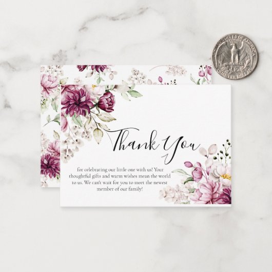 Een lief klein meisje Baby shower dank je kaart Notitiekaartje (Voorkant / Achterkant in situ)