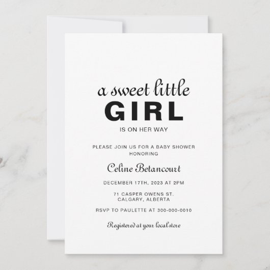 Een lief klein meisje Baby shower Kaart (Voorkant)