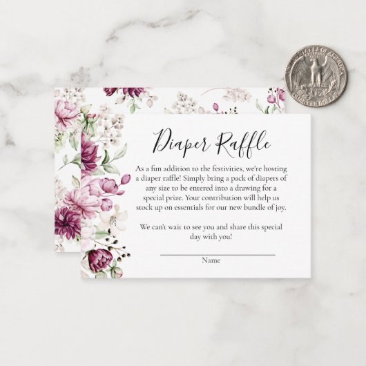 Een lief klein meisje Baby shower luier Raffle Kaa Notitiekaartje (Voorkant / Achterkant in situ)