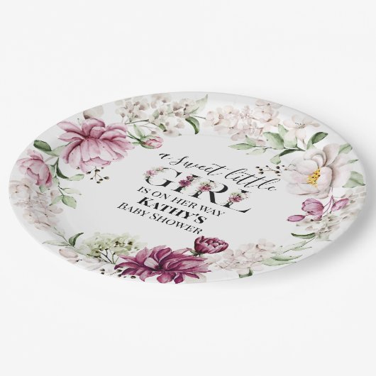 Een lief klein meisje Baby shower papier Bord (Gekanteld)