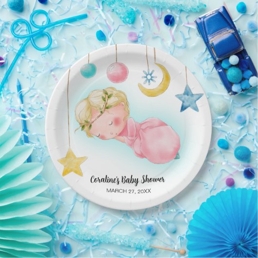 Een lief klein meisje Baby shower Papieren Bordje (Feest)