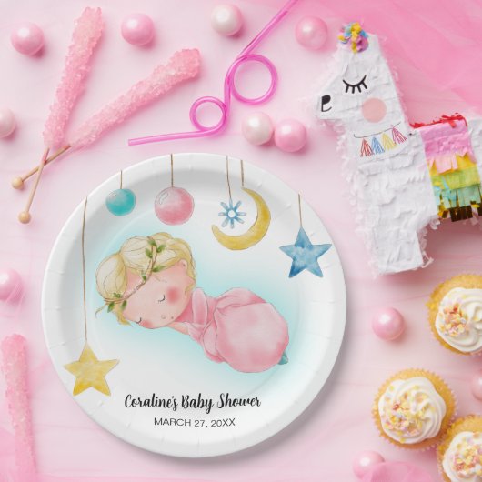 Een lief klein meisje Baby shower Papieren Bordje (Feest)