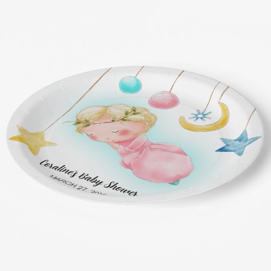 Een lief klein meisje Baby shower Papieren Bordje (Gekanteld)