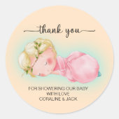 Een lief klein meisje Baby shower Ronde Sticker (Voorkant)