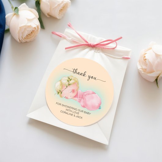 Een lief klein meisje Baby shower Ronde Sticker