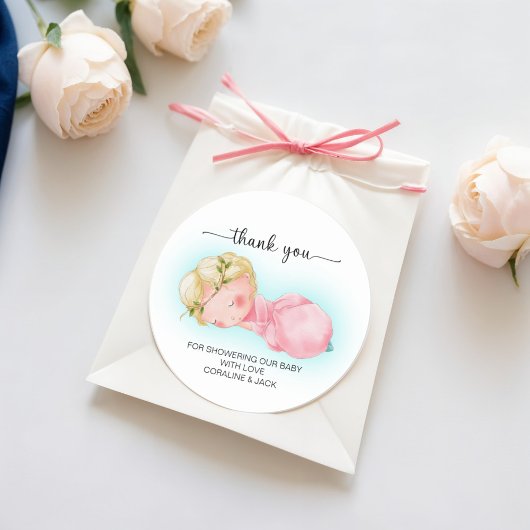 Een lief klein meisje Baby shower Ronde Sticker