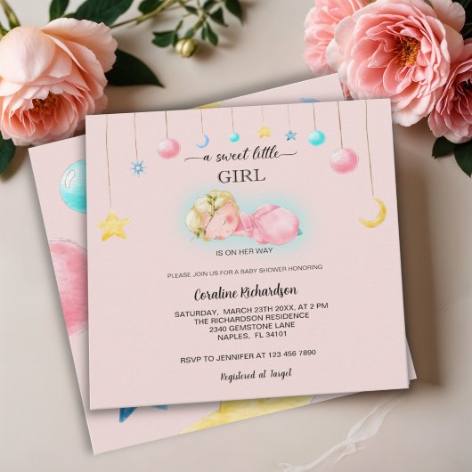 Een lief klein meisje roze Baby shower Kaart