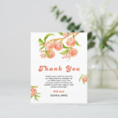 Een lief klein perzik Baby shower bedankje (Staand voorkant)