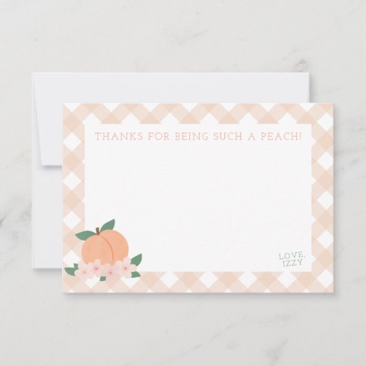 Een lief klein perzik Baby shower Bedankkaart (Voorkant)