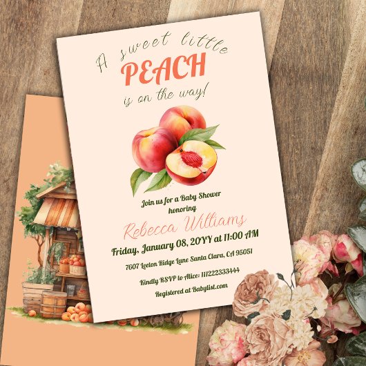 Een lief klein perzik zomer Baby shower Kaart