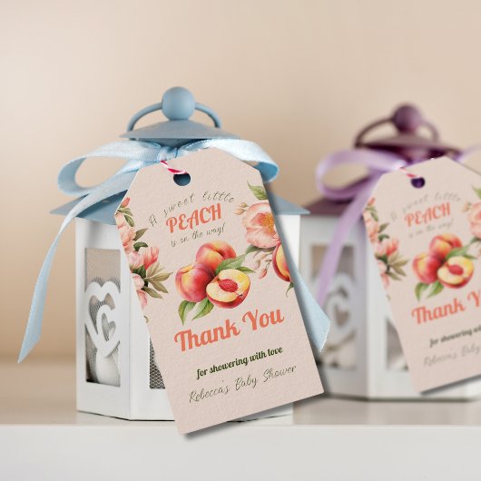 Een lief klein perzik zomer bloemig Baby shower Cadeaulabel