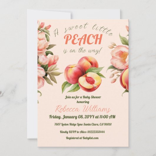 Een lief klein perzik zomer bloemig Baby shower Kaart (Voorkant)