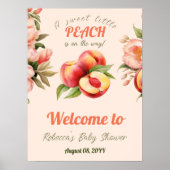 Een lief klein perzik zomer bloemig Baby shower Poster (Voorkant)