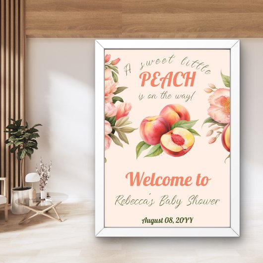 Een lief klein perzik zomer bloemig Baby shower Poster