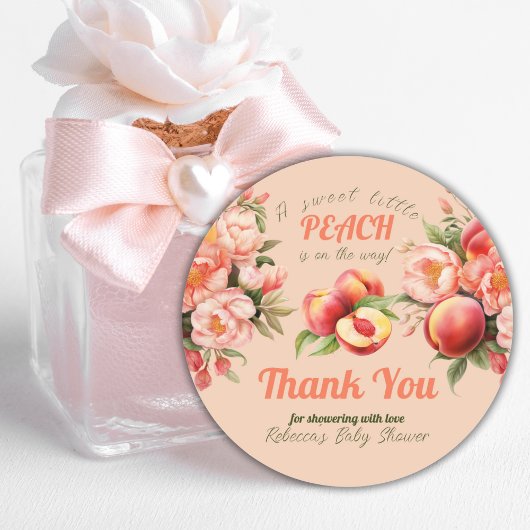 Een lief klein perzik zomer bloemig Baby shower Ronde Sticker