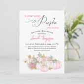 Een lief klein pompoen roze groen Baby shower Kaart (Staand voorkant)