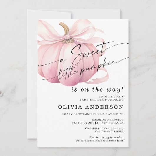 Een lief klein pompoen Schattige roze Baby shower Kaart (Voorkant)