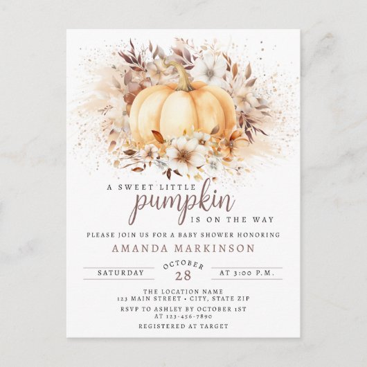 Een lief klein pompoenneutraal Baby shower Briefkaart (Voorkant)