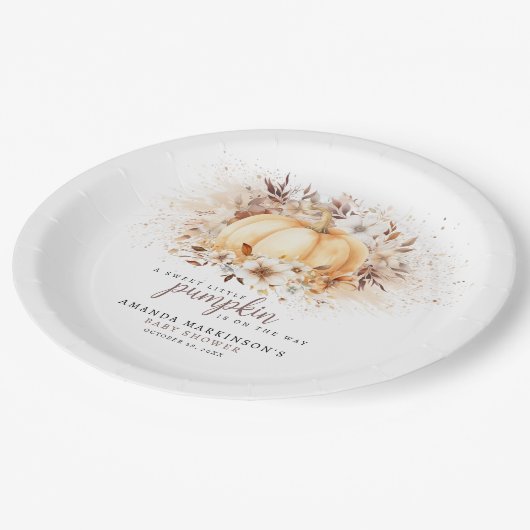 Een lief klein pompoenneutraal Baby shower Papieren Bordje (Gekanteld)