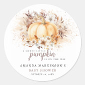 Een lief klein pompoenneutraal Baby shower Ronde Sticker (Voorkant)
