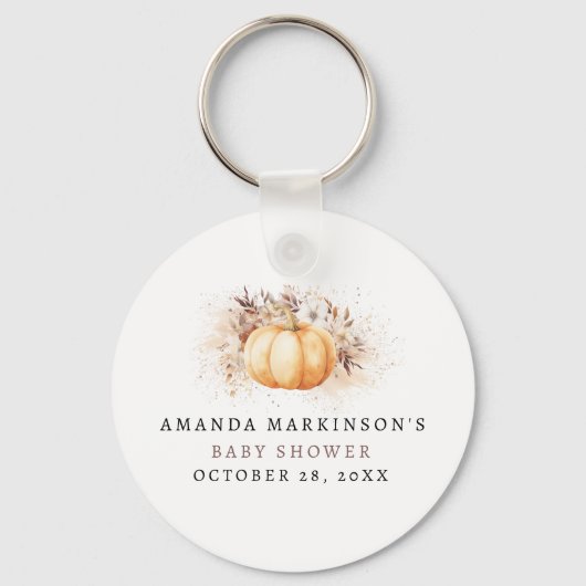 Een lief klein pompoenneutraal Baby shower Sleutelhanger (Achterkant)