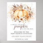 Een lief klein pompoenneutraal Baby shower welkom Poster (Voorkant)