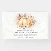 Een lief klein pompoenneutraal Baby shower welkom Spandoek (Horizontaal)