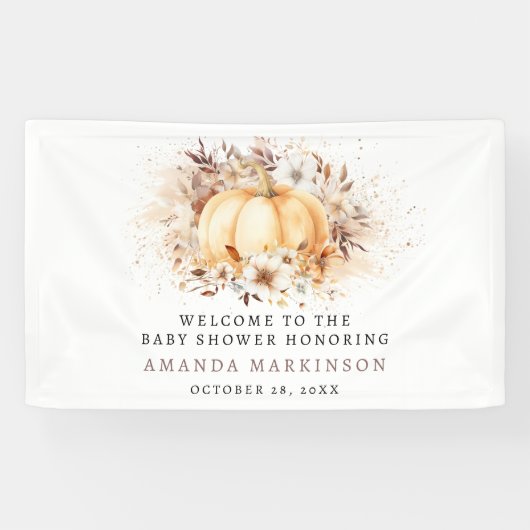 Een lief klein pompoenneutraal Baby shower welkom Spandoek (Horizontaal)