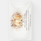 Een lief klein pompoenneutraal Baby shower welkom Spandoek (Verticaal)