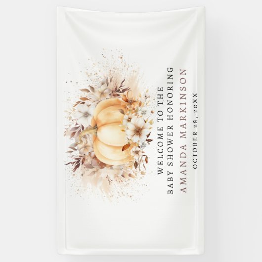Een lief klein pompoenneutraal Baby shower welkom Spandoek (Verticaal)