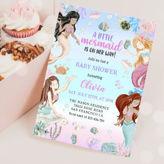 Een lief klein zeemeermin meisje Baby shower feest Kaart