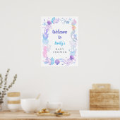 Een lief klein zeemeermin pastel Baby shower welko Poster (Keuken)