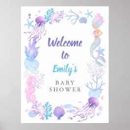 Een lief klein zeemeermin pastel Baby shower welko Poster