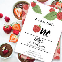 een lief kleintje framboos verjaardag Uitnodiging