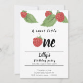 een lief kleintje framboos verjaardag Uitnodiging (Voorkant)