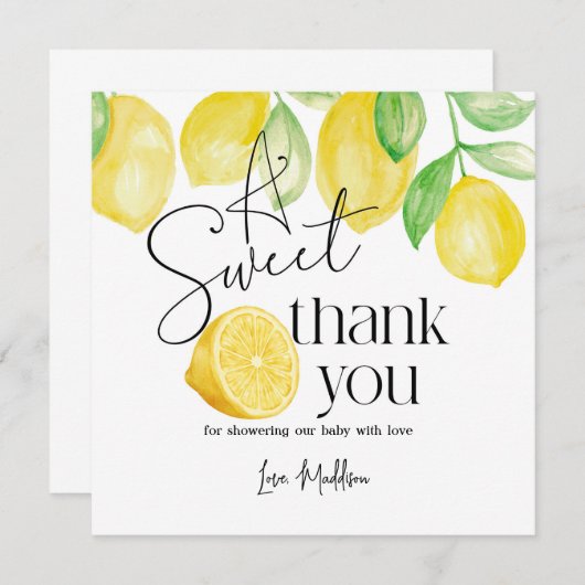 Een lief kleintje, Lemon thema, Baby shower, Bedankkaart (Voorkant / Achterkant)