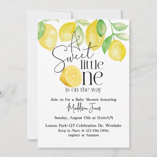Een lief kleintje, Lemon thema, Baby shower, Kaart (Voorkant)