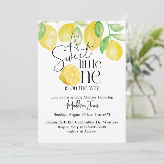 Een lief kleintje, Lemon thema, Baby shower, Kaart (Staand voorkant)