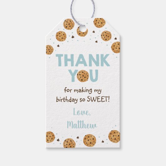 Een lief koekje eerste verjaardag dank u cadeaulabel (Voorkant)