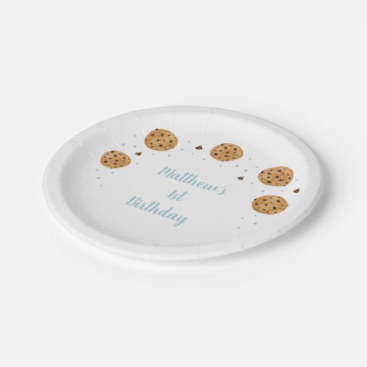 Eén lief koekje eerste verjaardag papieren bordje (Gekanteld)