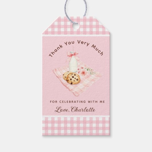 Een lief koekjesmeisje eerste verjaardag bedankt cadeaulabel (Voorkant)