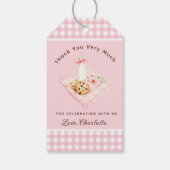 Een lief koekjesmeisje eerste verjaardag bedankt cadeaulabel (Achterkant)