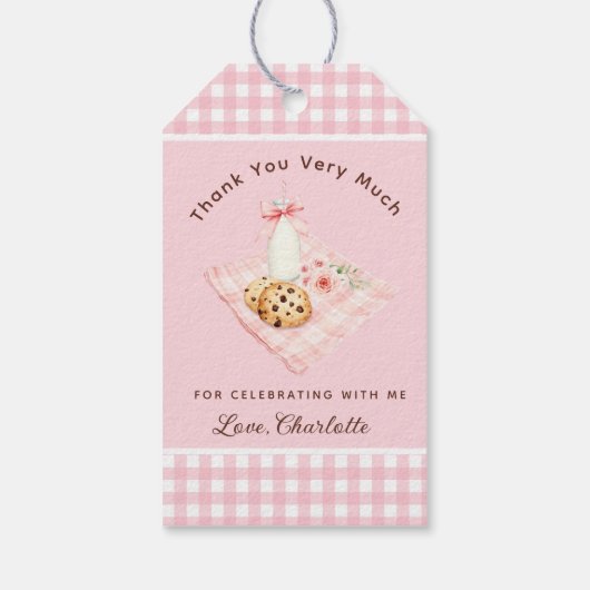 Een lief koekjesmeisje eerste verjaardag bedankt cadeaulabel (Achterkant)