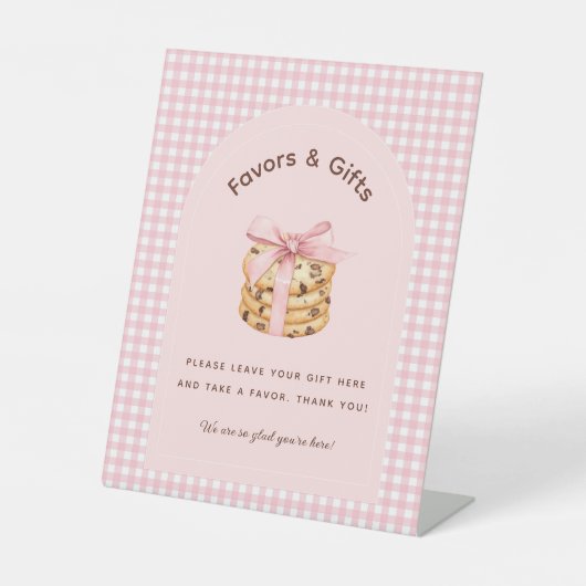 Een lief koekjesmeisje eerste verjaardag geschenke reclamebord met voetstuk (Voorkant)